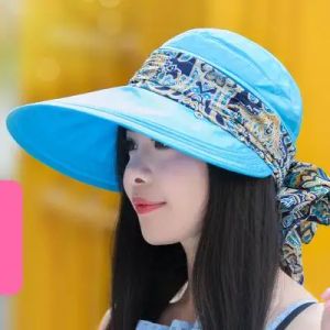 新しいブランドの女性のサンボンネットサンハット夏折りたたむ日焼け止め防止アンチュービの大規模なビーチキャップサマーハットファッションサンハット女性帽子