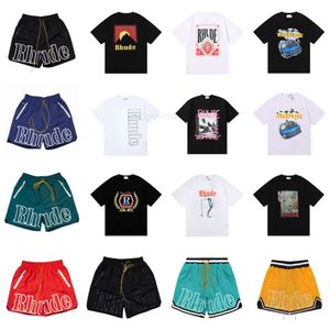 Rhude 티셔츠 여름 디자이너 T 셔츠 남자 셔츠 톱니 럭셔리 편지 인쇄 남성 여성 의류 짧은 슬리브 S-XL Tshirts 패션 브랜드 아시아 크기 4Q3N UH4M GHKL