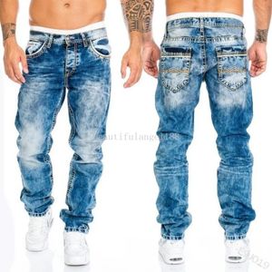 2024 Men's Jeans Mens Straight Stretch Slim Jean Homme Pantalones Hombre Casual Pants Denim Trousers Baggy Black Blue