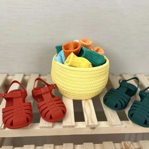 Summer Baby Sandals Roman Girls Toddlers Kids Hollow Princess Metal buckle Shoes Candy Jelly Beach Boys Slippers 240509