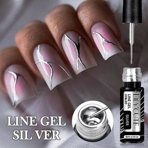 Lilycute 5ml Liner metálico Gel esmalte cromo super brilhante Efeito de espelho de pintura Linha de desenho de arte francesa Varnish 240510