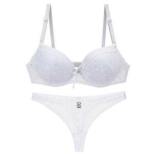 Bras Set 2021 Nuovi barrette di ricamo in pizzo set Womens Plussure Push Up Bra e Lingerie Panty 32 34 36 38 ABC Cup per Lady Y240513