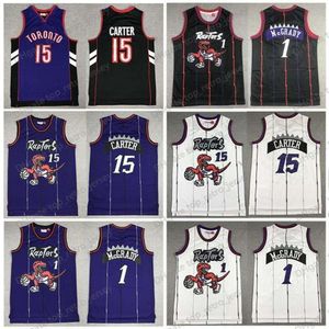 Винс Картер Ретро баскетбольные майки Tracy 1 McGrady 1998-99 Raptorses Mesh Hardwoods Classics T-рубашка Mens Purple Vintage Rub