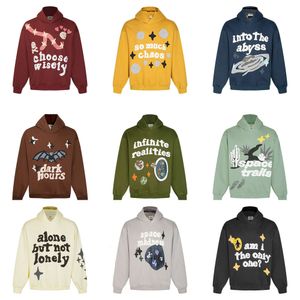 Trendy BROKEN PLANET Foam Printed Hoodie Autumn Winter Plush Loose Pullover