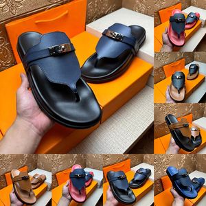 Empire Designer Sandals For Mens Classic Leather Brown Black Flip Flops Sandles Man Flat Heels Summer Beach Walk Shoes Slides Slippers Luxury Mules Size 38-46