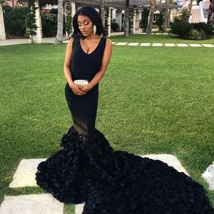 New Black Sexy Prom Dresses Mermaid Lace Appliques Satin African Long Illusion Style Prom Gown Evening Dresses Robe De Soiree 219K