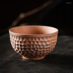 Tea Cups 2/PCS 90ml Coarse Pottery Handmade Stoare Cup Set Small Single Ancient Style Quiet Road Bowl