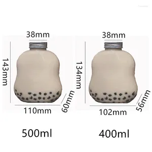 Engångskoppar sugrör 10st högkvalitativ kreativ bubbla te kopp 400 ml 500 ml juice flaska husdjur plast kall dryck iskaffe med skyddande