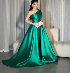 One Shoulder Sheath Evening Dress Long Satin Formal Party Prom Gown with Train