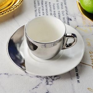 Кружки европейский стиль серебряный керамический кофейный чашки и тарелки 200 мл кружки для чая чая