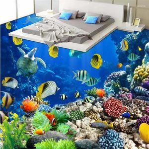 Wallpapers Wellyu Custom Floor Painting 3d Wallpaper Beautiful Underwater World Tropical Creature Toilet Bathroom Papel De Parede