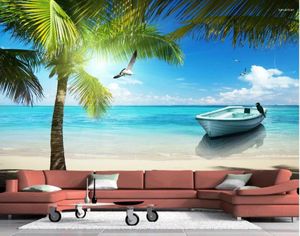 Wallpapers 3d Customized Wallpaper Maldives Beach Sea Tree Landscape Classic Painting Po