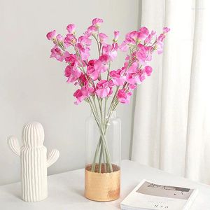 Decorative Flowers Fake For Wedding Party Artificial Flower Bouquet Sweet Pea Simulated Plant Home Shopping Room Decor