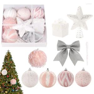 Dekoracja imprezy świąteczna piłka różowa wykwintna gwiazda kulki Bowknot Tree Topper Zestaw 18pc