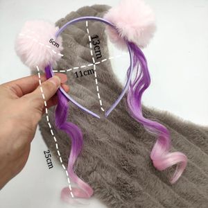 Party Decoration 20st Kids Fashion Purple Pompon Braid Wig Hairband Pannband för Festival Christmas Birthday Wedding Cosplay