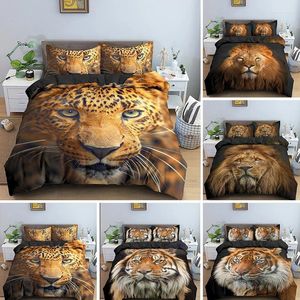 Bedding Sets Fashion Digital Printing Lion Leopard Tiger Set Children Bed Linen 3D Animal Bedclothes Duvet Cover Home