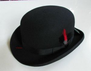 Ny 100 ullhatt av hög kvalitet mode Men039s och Women039s Black Cap Bowler Hats Black Wool Felt Derby Bowler Hats B8134 9186528
