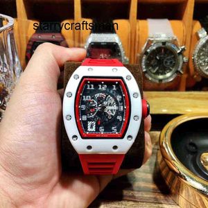 Multi-function Mens Mechanics Watches Wristwatch White Ceramic Mens Leisure Personalized Automatic Mechanical Watch Calendar Fashion Tape