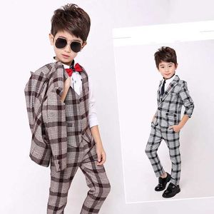 Suits 2019 Spring Flower Boys Formal Blazer Clothing Set Kids Jacket Vest Pants 3Pcs Wedding Tuxedo Suit Children Birthday Costume