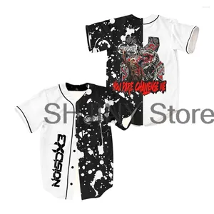 Camisetas masculinas Svdden Death Excision Rave Baseball Jersey EDM Festivais 2024 Voas de luva curta de decote em V Menino de rua