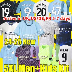 24 25 Maglie da calcio Haaland Mans Cities Final Istanbul Kit Mahrez Grealish de Bruyne Foden Football Shirt Kids 24 2025 J.Alvarez Mancheste New Year Unifort Man City