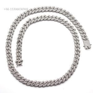 Fabriksförsäljning Mossanite Necklace Miami 2 Rows Sterling Sier 6mm Moissanite Cuban Link Chain