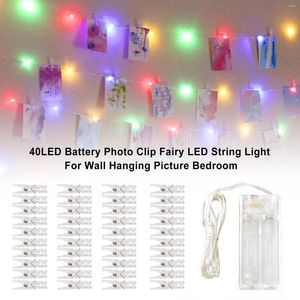 Decoração de festa Areyourshop 40lel Battery Po Clip Fairy LED String Light para o quarto de imagem pendurado na parede