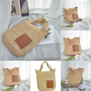 Bolsas de praia Bolsa de palha de palha Raffite Bola de mensageiro de couro marrom marrom Bolsa versátil simples versátil 230116 240511