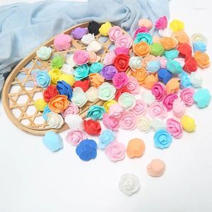 Dekoratif Çiçekler 50/100 PCS 3.5cm Mini PE FAM GÜL KAPAK Yapay Çiçek Diy Oyuncak Ayı Ev Dekoru Düğün Sevgililer Günü Partisi