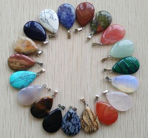 Whole 50pcslot 2018 trendy sell natural stone water drop shape pendants charms for Necklaces making V1910319868462