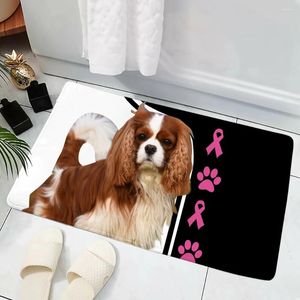 Carpets HX Animal Dogs Floor Mat King Charles Spaniel Paws 3D Flanela estampada Porta interna Bath não deslizamento 12 Estilo