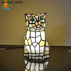 Ночные огни в европейском стиле кошка животное ночное свет Tiffany Стеклянная сварка
