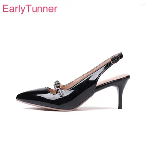 Sandals Brand Summer Fashion Black Albicot Women Slingback Lady Shoes High Heels EM911 Plus Big Small size 30 10 48 43