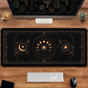 Mouse Pads Wrist Rests Celestial Mouse Astrology Moon Phase Period in Space Astrology Black Gold Constellation Desktop Mat Mysterious Mouse Mat J240510