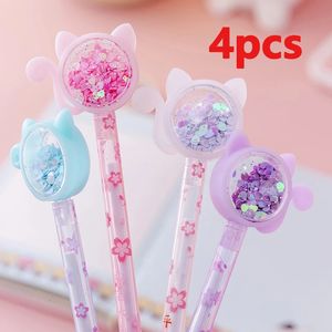 4 PCS Creative Multicolor Cat Glitter Recreation Cute Gel Pen Kawaii School School Ballpen 240511