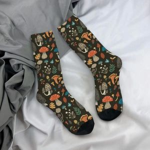 Women Socks Forest Floor Mushroom Winter Repeating Pattern Stockings Leisure Men Warm Soft Sock Custom Skateboard Non Slip