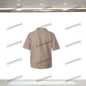 Xinxinbuy Men Designer Tee Tシャツ2024イタリアダブルレターJACQUARDファブリックデニムファブリック1854セット半袖コットン女性ブラックブルーカーキXS-L