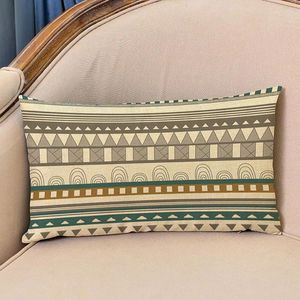 Kudde minimalistisk linjer geometriska mönster linne bomull lång midja fall hem soffa bil dekorativ rektangel täckning 30x50 cm