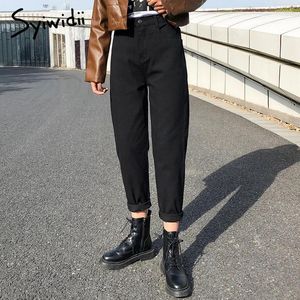 Jeans femminile syiwidii donna nera elastica pantaloni in denim in denim cowboy streetwear coreano stile street style vestiti da fidanzato