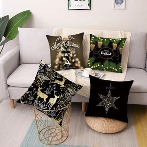 Подушка печати черные декоративные подушки рождественские чехлы диван крышка кровать