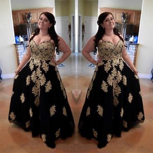 Svart med guld spets applikation plus size prom aftonklänningar specialcassion klänningar klänningar älskling en linje tyll korsett tillbaka sd3373 254t