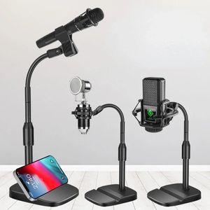 Mikrofonstativ Desktop TripoD Portable Table Stand Justerable Mic Stand Mic Clip Holder Bracket med baslätt konsol