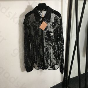 Lace Cutout Lapel Shirt Women Summer Loose Long Sleeve Blouse Thin Breathable Sweatshirt Classic Shirt