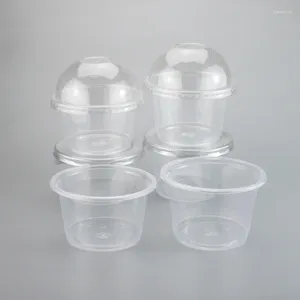 Tek Kullanımlık Bardak Pipetleri 50pcs 250/300ml Salata Kupası Şeffaf Plastik Tatlı Kase Konteyneri, Bar Cafe Evi (Dome Delik)