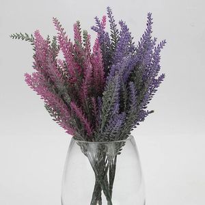 Dekorative Blumen 25 Köpfe 5 Gabeln 38 cm farbenfrohe Seidenkünstigungsblume Lavendel Home Party Dekor für Hochzeitshalle Dekoration