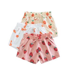 Shorts 2023 sommar bomullshorts för flickor koreansk version tryckt 2-8 år barn flickor avslappnade shorts barn småbarn baby flicka kläder t240509
