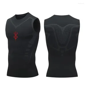 Men's Tank Tops Compression Sleeveless Shirt Men Gym Fitness Basketball Sport Vest Manga Tight Mesh Quick Drying Top Breathable Summer Male