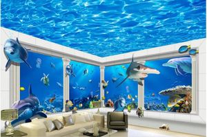 Wallpapers Custom 3d Po Wallpaper Sea World Theme Roman Stereoscopic Space Dolphin Home Decoration Non Woven Roll