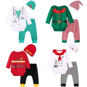 衣類セット新生児ハロウィーンコスチュームセットベビーファイタードクターロールプレイングセットベビーシェフコスチューム男の子と女の子クリスマスタイトパンツハット3