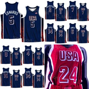 24 25 Männer 7 Kevin Durant American Basketball Trikots US National 15 Devin Booker 10 Jayson Tatum 12 Jrue Holiday 9 Tyrese Haliburton 5 Anthony Edwards 6 LeBron James